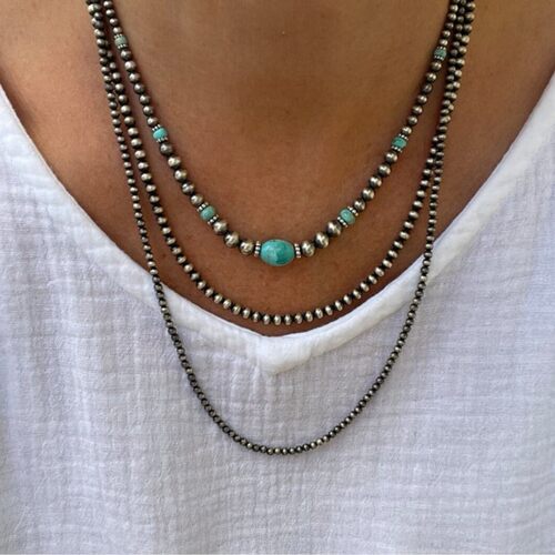 Bohemian turquoise handmade necklace for cross-border women
