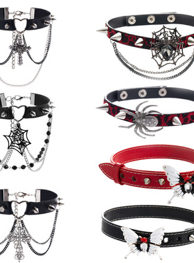 trend of Gothic cross spider tassel riveted necklaces潮项链