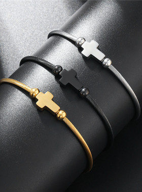 European cross bracelet with adjustable bracelet跨境潮手镯