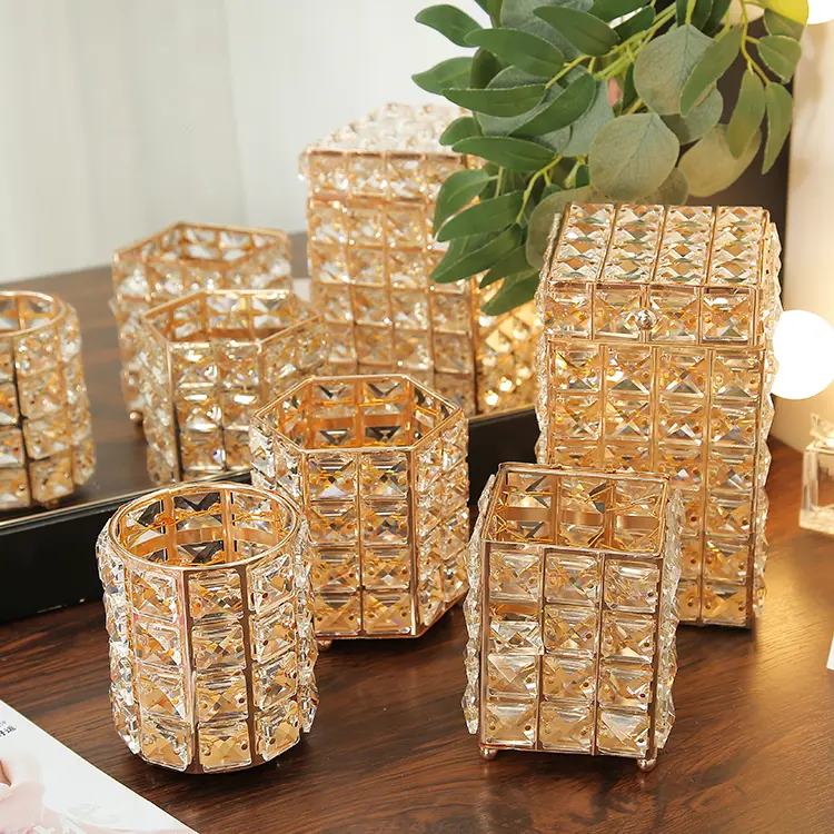 桌面欧式水晶学生眉笔刷筒化妆刷粉尘梳子整理收纳烛台摆件笔刷盒