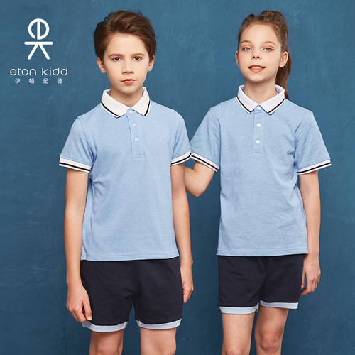 伊顿纪德 夏装学院小学生校服幼儿园服运动短袖T恤套装团购13T026
