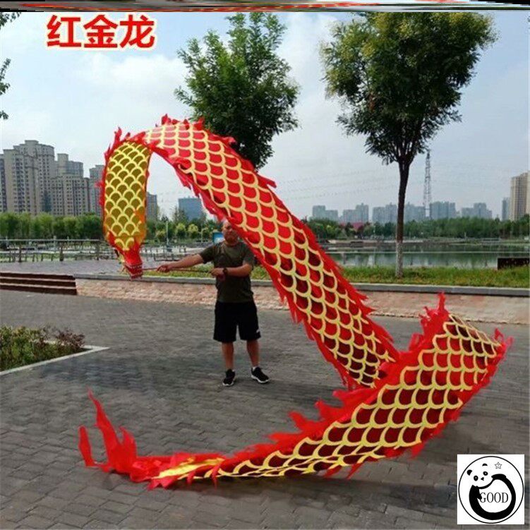 立体龙头布龙彩龙全套中老年表演健身娱乐新款七彩8米手舞龙彩带