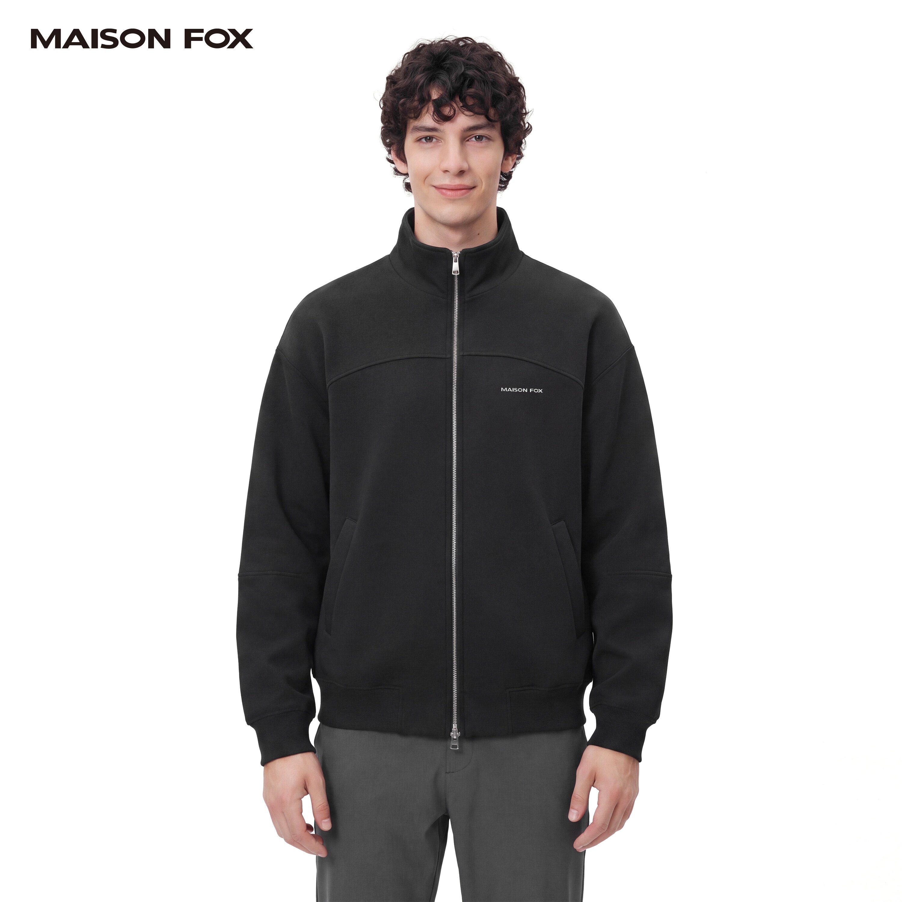 MAISON FOX立领拉链针卫衣