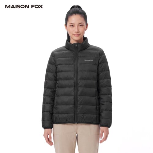 MAISON FOX短款立领羽绒服女休闲风轻薄保暖压胶外套女装冬季