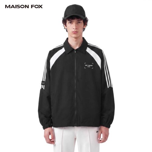 MAISON FOX&辛普森一家联名夹克男美式复古条纹运动情侣休闲外套