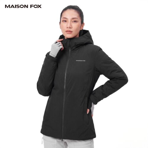 MAISON FOX连帽防风夹克女轻薄户外保暖机能外套休闲棉服秋冬季
