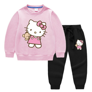 凯蒂猫卫衣女童套装春装2026新款女孩洋气粉色小猫儿童长袖两件套