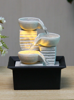 流水生财桌面摆件家居玄关工艺品