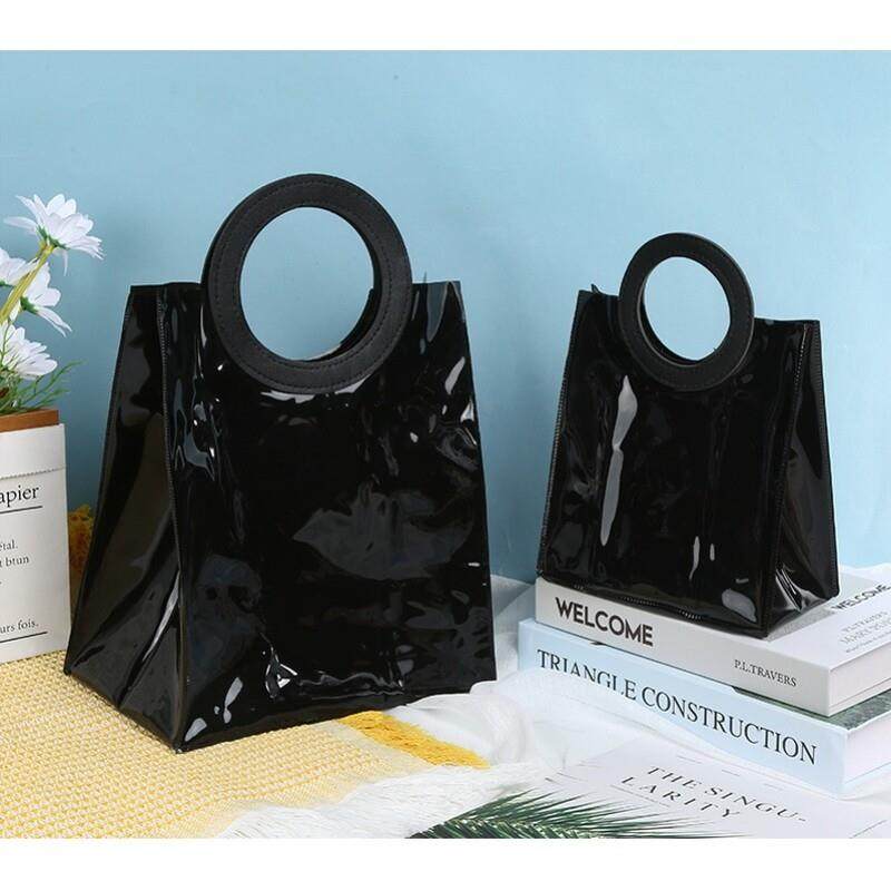 手提袋子时尚外出透明黑色上班族果冻包2023新款礼品袋高档pvc