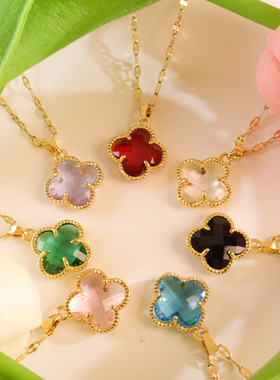 项链女轻奢小众四叶草项链设计感时尚钛钢锁骨链百搭热卖饰品