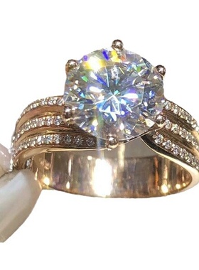 健杰  wish热卖新款经典6爪豪华群镶指满钻欧美流行饰品