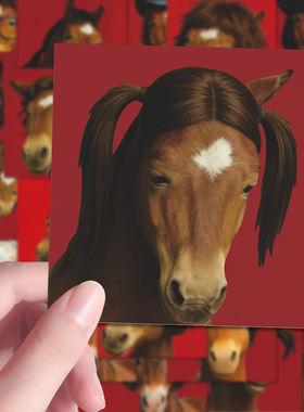 108张马年本命头像贴纸审马积累抽象趣味表情包创意装饰手账diy贴