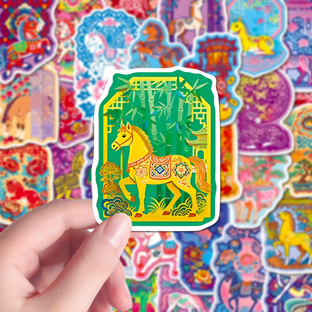 100张彩绘小马贴纸2026爆款马年国风涂鸦小马贴画diy装饰手账笔记,3C数码配件,笔记本个性小贴纸,淘宝优惠券,粉丝福利购,淘宝优惠卷