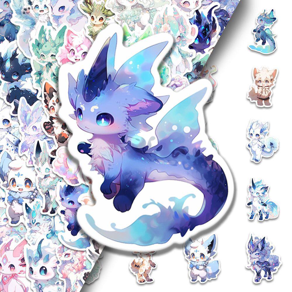 Q版可爱神兽小精灵贴纸防水