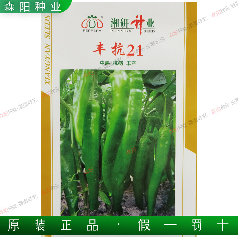 湘研丰抗21早熟牛角椒种籽抗病高产湖南辣椒种籽耐热耐旱大田用种