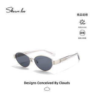 Shawnlee轻奢椭圆墨镜防紫外线金属太阳眼镜防晒小框遮阳高级感潮
