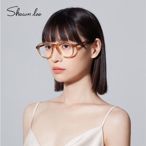 Shawnlee透明眼镜框茶色素颜小框