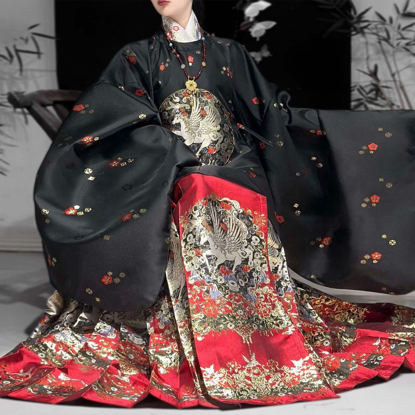 仙楚姬原创汉服女【马上有钱】明制新中式圆领袍马面裙气质秋冬款