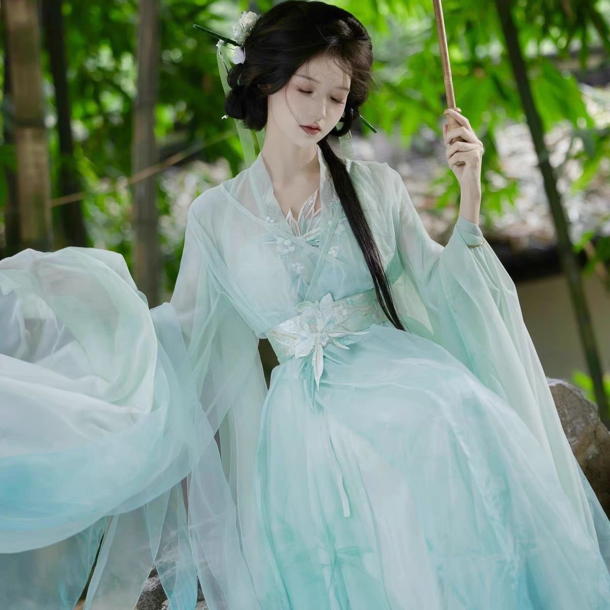 春雾颂国风袖(竹烟槐雨)仙侠风汉服女齐腰新款套夏款仙气飘逸