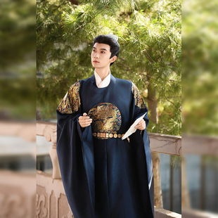 汉服明制圆领袍四补补服暗纹提花圆补汉服男女中国风礼服婚服