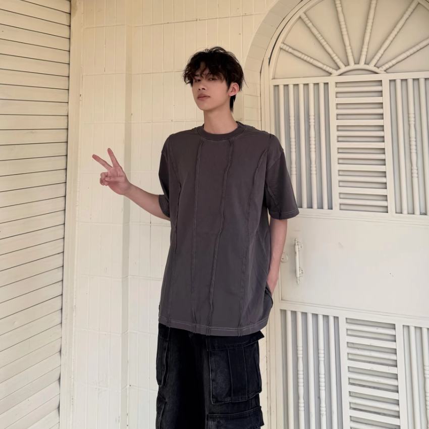 行星世界 美式复古重磅短袖T恤男夏季新款宽松休闲百搭半袖上衣