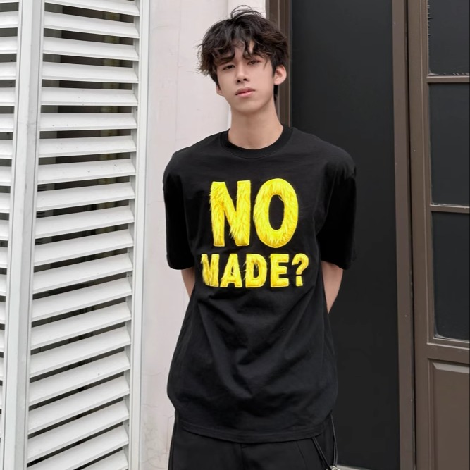 行星世界 孙恩盛同款街头植绒字母NO重磅短袖T恤男女夏季国潮牌