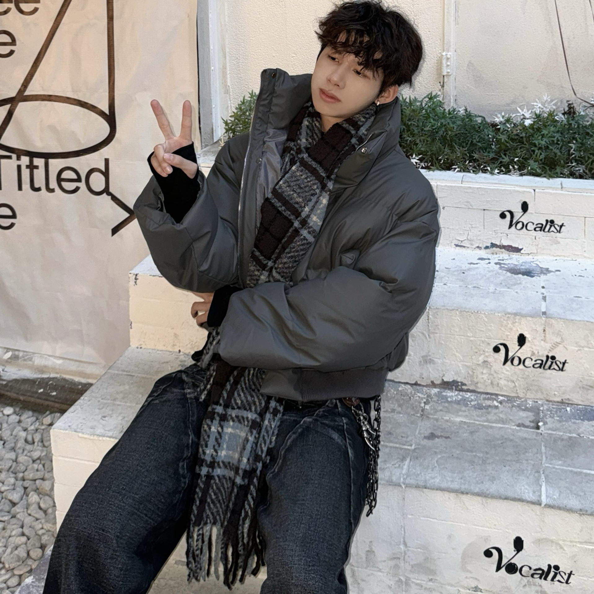 行星世界 美式复古短款棉服潮cleanfit高级设计感加厚棕色外套