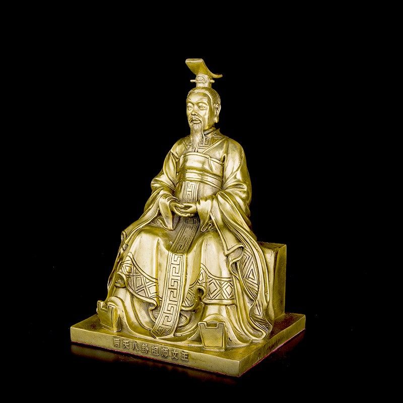 纯铜后天八卦祖师文王神像周易八卦祖师爷周文王摆件居家摆设