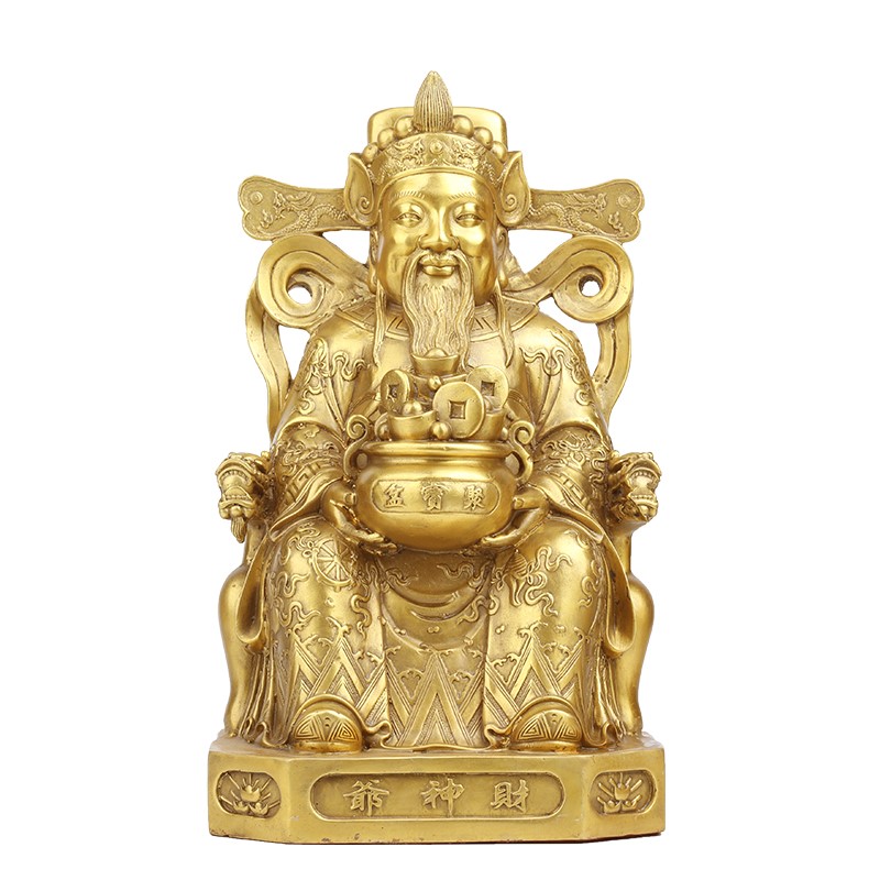 纯铜财神爷佛像摆件家居供奉玄关店铺乔迁风水招财铜文财神像