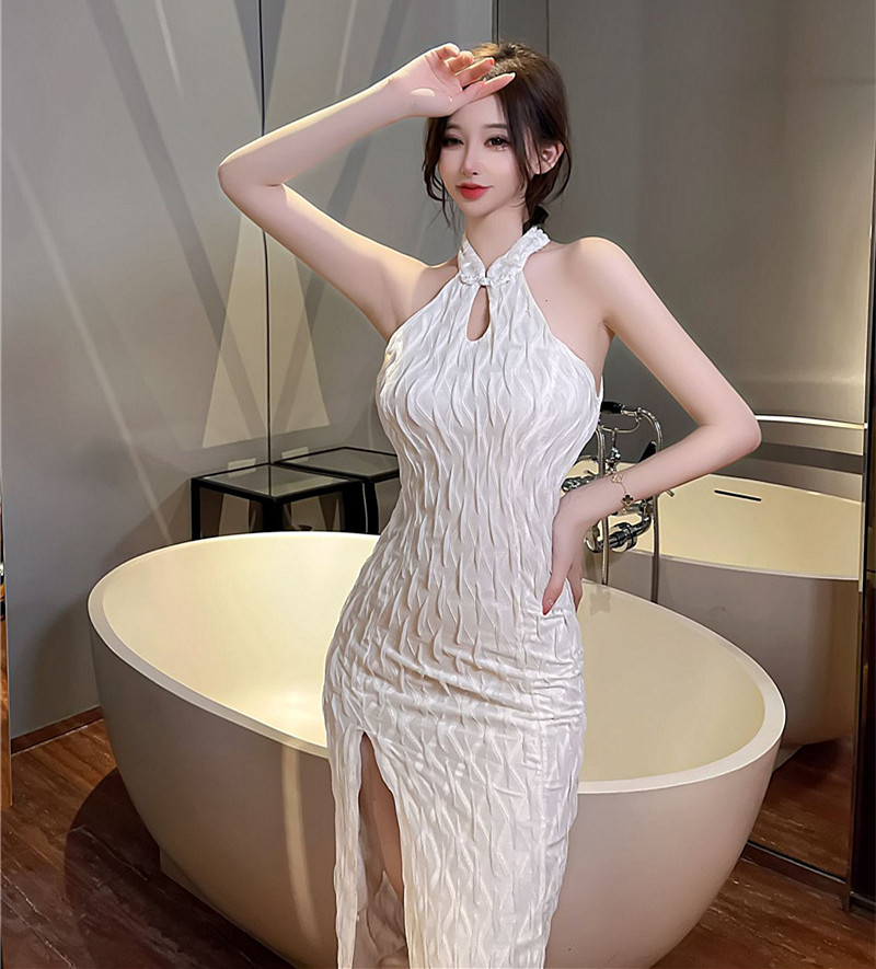 日常显白复古中长款直播上镜裙子