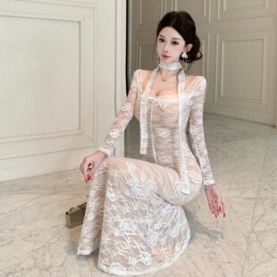 高级感法式轻奢小众富家千金风性感修身包臀鱼尾礼服长裙连衣裙女