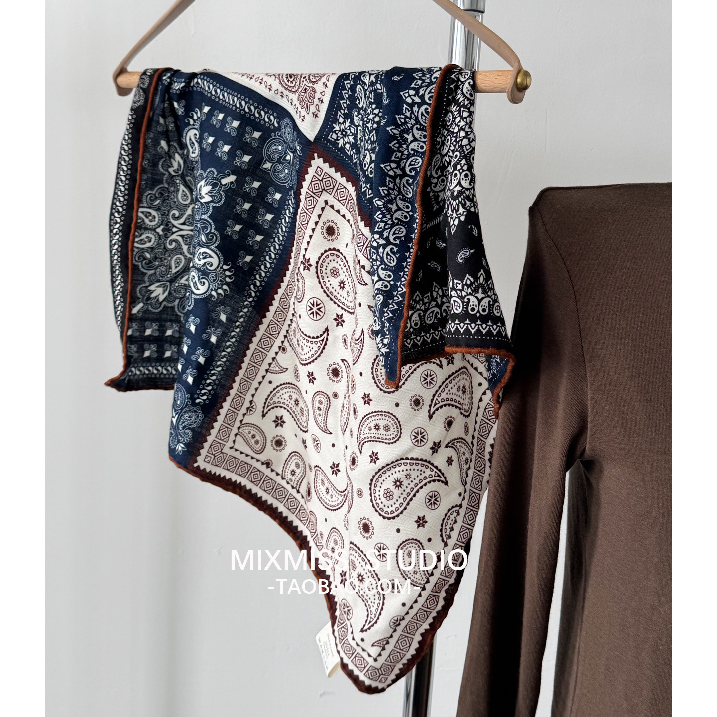 MIXMISS【真丝羊毛方巾】轻奢复古腰果花小方巾领巾双面手工卷边,服饰配件/皮带/帽子/围巾,围巾/丝巾/披肩,淘宝优惠券,粉丝福利购,淘宝优惠卷