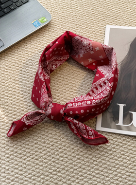 好看的红方巾~韩版棉小方巾领巾68cm中型方巾百搭头巾系腰带潮搭