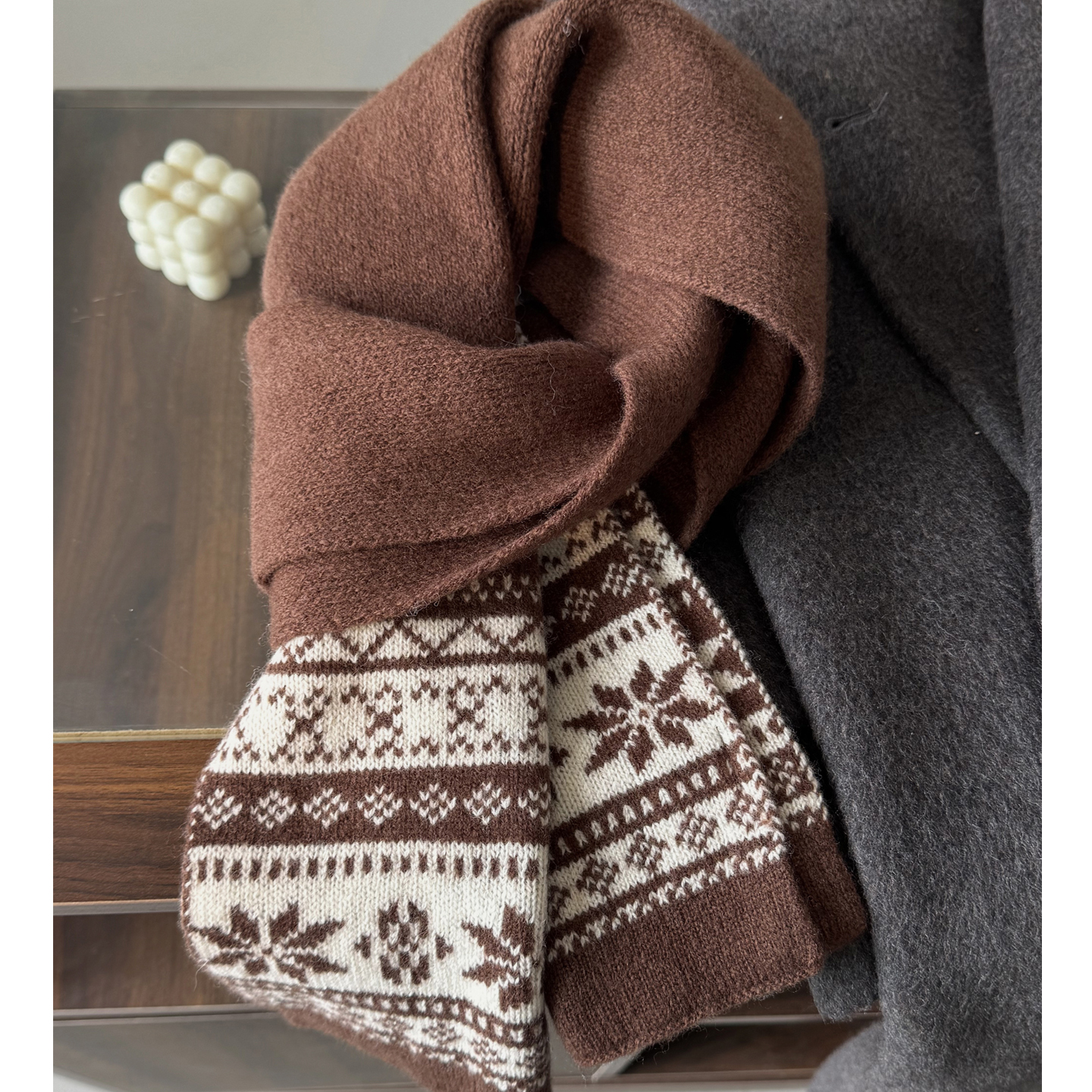 费尔岛针织羊毛围巾复古休闲围脖