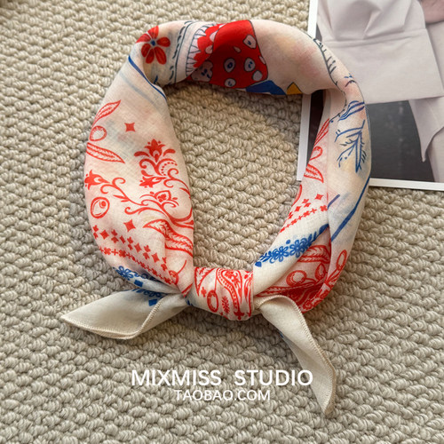 薄棉小方巾韩版ins超萌头巾领巾