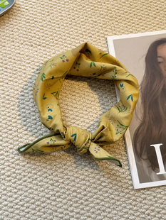 MIXMISS 纯棉小方巾日系百搭颈巾日系叠穿小领巾头巾 显白芥绿