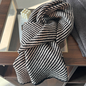 经典 MIXMISS 轻奢wool 黑白斜纹100WOOL羊毛围巾秋冬保暖长围脖