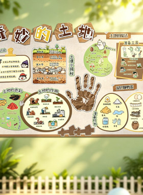 幼儿园奇妙的土地泥土的作用植物生长自然角土地探秘主题环创展板