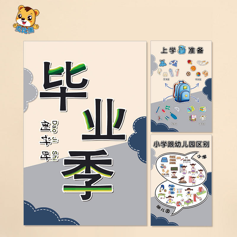 幼儿园毕业季主题墙环创正确握笔坐姿课间十分钟上学准备小学生活