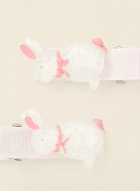 英国儿童发夹Monsoon Children复活节小兔子发卡粉色兔兔对夹