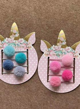 Monsoon Children英国原单粉色蓝色可爱毛球球儿童发圈皮筋发夹