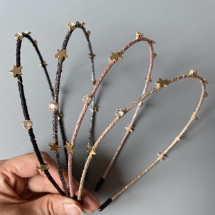 出口英国原单发箍超细儿童发饰可爱小公主星星水钻简约全包头箍