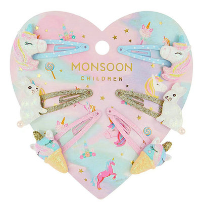 出口英国MonsoonChildren原单可爱发夹独角兽兔子冰激凌边夹对夹