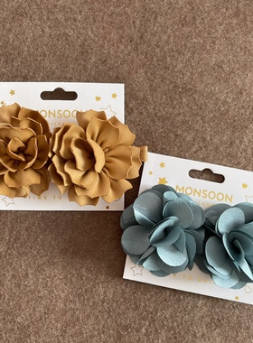 折扣发夹英国原单儿童发夹绿色蓝色玫红色花朵全包半包发卡