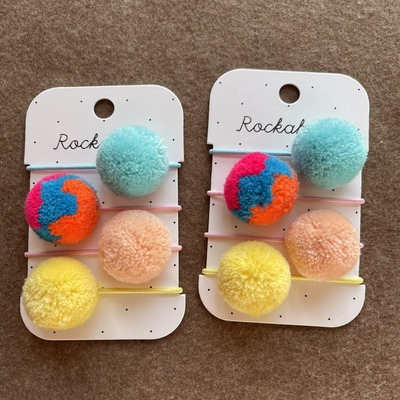 英国毛球皮筋扎头绳英国原单毛绒女孩皮筋pompom宝宝发圈球球发饰