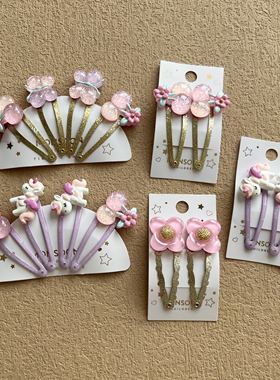 英国Monsoon Children儿童发夹果冻樱桃小花蝴蝶独角兽边夹刘海夹