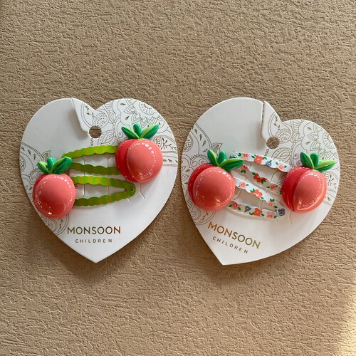 英国发夹Monsoon Children可爱儿童发卡水果大颗桃子宝宝女孩对夹