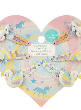 英国贵牌Monsoon Children儿童发夹可爱糖果色独角兽彩虹天鹅发夹