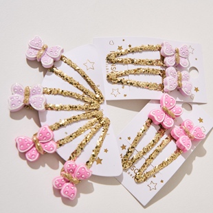 Children儿童可爱发夹粉色紫色蝴蝶亮片BB夹刘海夹 英国Monsoon