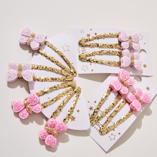 英国Monsoon Children儿童可爱发夹粉色紫色蝴蝶亮片BB夹刘海夹